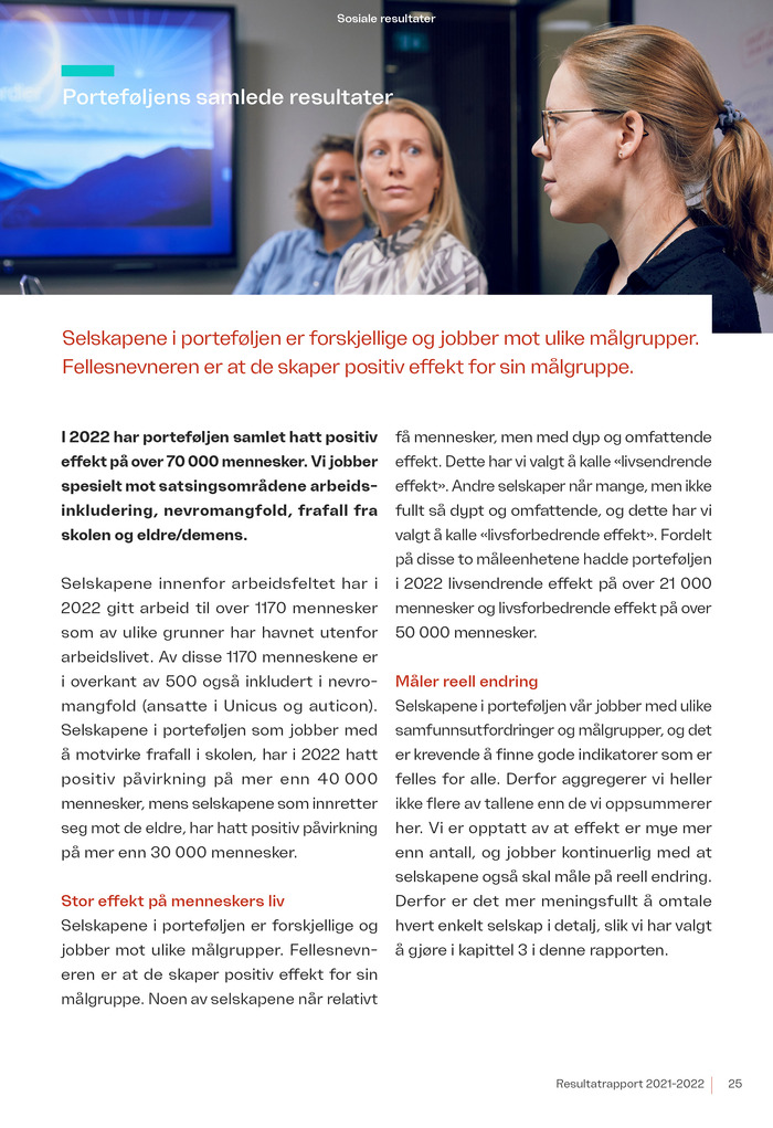 Porteføljens samlede resultater